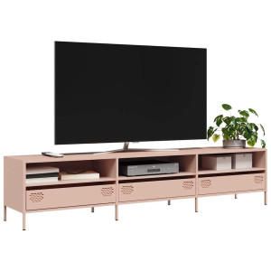 vidaXL Tv-meubel 202x39x43,5 cm koudgewalst staal roze