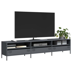 vidaXL Tv-meubel 202x39x43,5 cm koudgewalst staal antracietkleurig