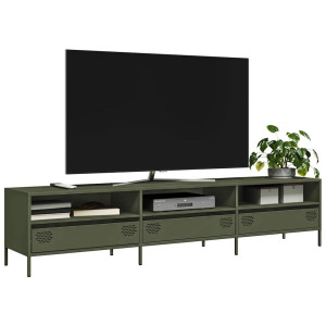 vidaXL Tv-meubel 202x39x43,5 cm koudgewalst staal olijfgroen