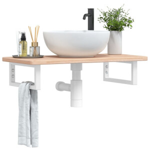 vidaXL Badkamer wandschap staal en massief eikenhout