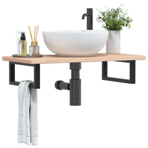 vidaXL Badkamer wandschap staal en massief eikenhout