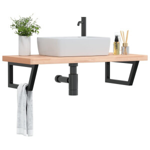 vidaXL Badkamer wandschap staal en massief beukenhout