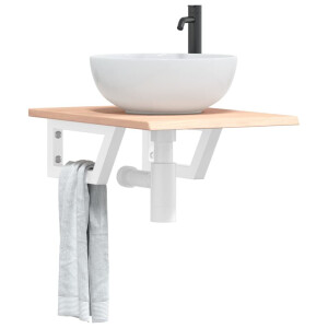 vidaXL Badkamer wandschap staal en massief eikenhout