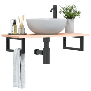 vidaXL Badkamer wandschap staal en massief eikenhout