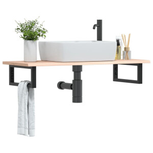 vidaXL Badkamer wandschap staal en massief eikenhout