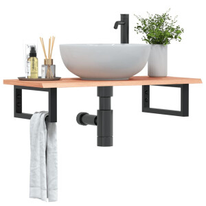 vidaXL Badkamer wandschap staal en massief eikenhout