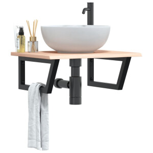 vidaXL Badkamer wandschap staal en massief eikenhout
