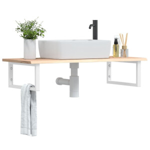 vidaXL Badkamer wandschap staal en massief eikenhout