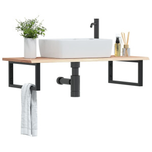vidaXL Badkamer wandschap staal en massief eikenhout