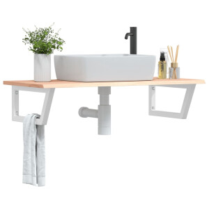 vidaXL Badkamer wandschap staal en massief eikenhout