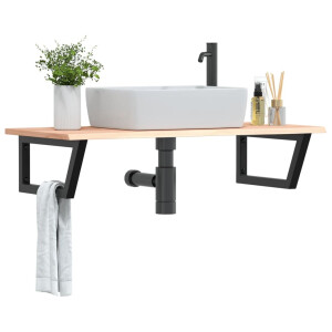 vidaXL Badkamer wandschap staal en massief eikenhout