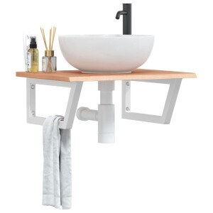 vidaXL Badkamer wandschap staal en massief eikenhout
