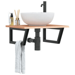 vidaXL Badkamer wandschap staal en massief eikenhout