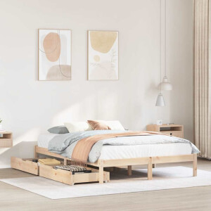 vidaXL Bedframe zonder matras massief grenenhout 135x190 cm