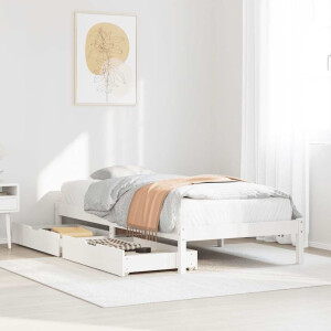 vidaXL Bedframe zonder matras massief grenenhout wit 140x200 cm