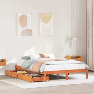 vidaXL Bedframe zonder matras massief grenenhout wasbruin 120x190 cm