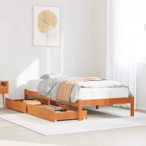 vidaXL Bedframe zonder matras massief grenenhout wasbruin 90x200 cm