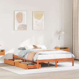 vidaXL Bedframe zonder matras massief grenenhout wasbruin 150x200 cm