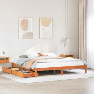 vidaXL Bedframe zonder matras massief grenenhout wasbruin 180x200 cm