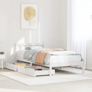 vidaXL Bedframe zonder matras massief grenenhout wit 90x190 cm