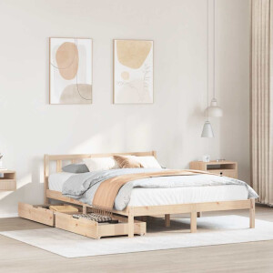 vidaXL Bedframe zonder matras massief grenenhout 135x190 cm