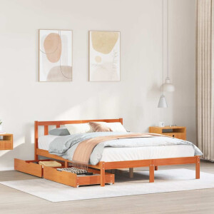 vidaXL Bedframe zonder matras massief grenenhout wasbruin 150x200 cm