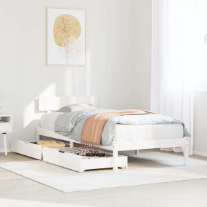 vidaXL Bedframe zonder matras massief grenenhout wit 75x190 cm