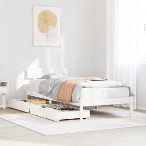 vidaXL Bedframe zonder matras massief grenenhout wit 90x190 cm