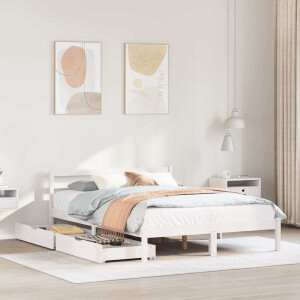 vidaXL Bedframe zonder matras massief grenenhout wit 120x190 cm