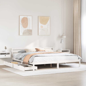 vidaXL Bedframe zonder matras massief grenenhout wit 200x200 cm