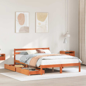 vidaXL Bedframe zonder matras massief grenenhout wasbruin 150x200 cm