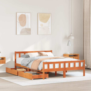 vidaXL Bedframe zonder matras massief grenenhout wasbruin 150x200 cm