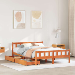 vidaXL Bedframe zonder matras massief grenenhout wasbruin 160x200 cm
