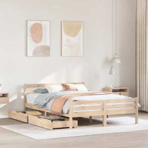 vidaXL Bedframe zonder matras massief grenenhout 135x190 cm