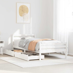 vidaXL Bedframe zonder matras massief grenenhout wit 140x200 cm