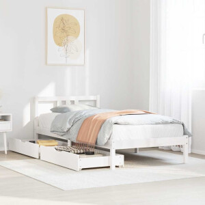vidaXL Bedframe zonder matras massief grenenhout wit 90x200 cm