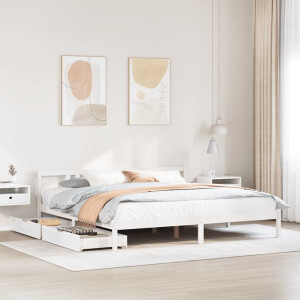vidaXL Bedframe zonder matras massief grenenhout wit 200x200 cm