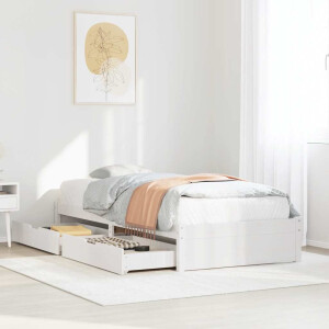 vidaXL Bedframe zonder matras massief grenenhout wit 75x190 cm