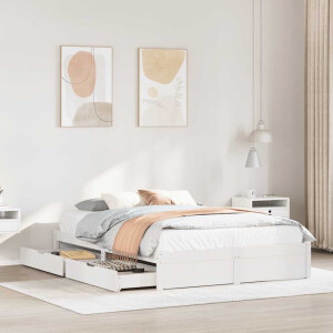 vidaXL Bedframe zonder matras massief grenenhout wit 160x200 cm