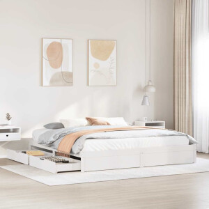 vidaXL Bedframe zonder matras massief grenenhout wit 200x200 cm