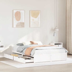 vidaXL Bedframe zonder matras massief grenenhout wit 140x190 cm