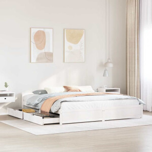 vidaXL Bedframe zonder matras massief grenenhout wit 160x200 cm