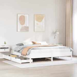 vidaXL Bedframe zonder matras massief grenenhout wit 200x200 cm