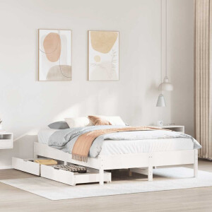 vidaXL Bedframe zonder matras massief grenenhout wit 160x200 cm