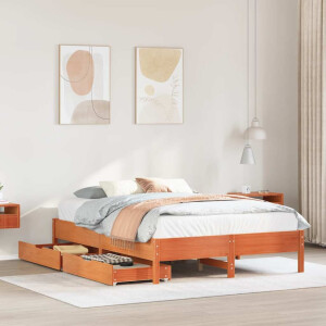 vidaXL Bedframe zonder matras massief grenenhout wasbruin 150x200 cm