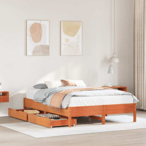 vidaXL Bed met matras massief grenenhout wasbruin 140x190 cm