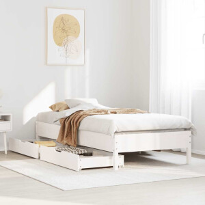 vidaXL Bedframe zonder matras massief grenenhout wit 75x190 cm