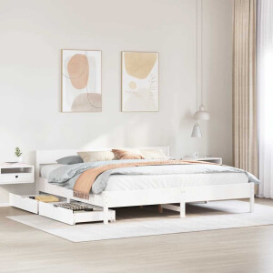 vidaXL Bedframe zonder matras massief grenenhout wit 200x200 cm