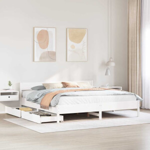 vidaXL Bedframe zonder matras massief grenenhout wit 180x200 cm