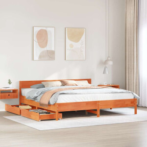 vidaXL Bedframe zonder matras massief grenenhout wasbruin 160x200 cm